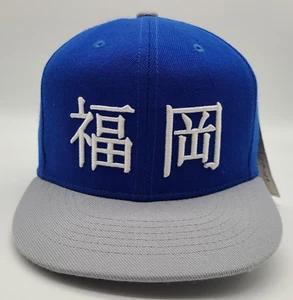 Japanese Kanji Fukuoka Blue Stall & Dead YOUTH Fitted Size 6 5/8 Hat Streetwear - Picture 1 of 7