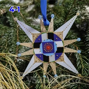AZUL Juego de 3 Adornos de Estrellas de Navidad Pintados Adornos de Árbol en Ucraniano #3/#4 - Imagen 1 de 8