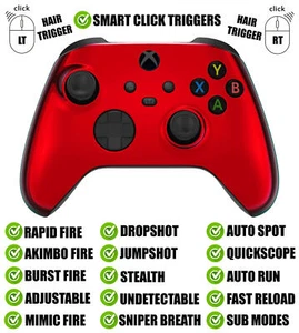 Chrome Red Silent Modz Smart Click Triggers Modded Controller for Xbox & PC - Picture 1 of 2