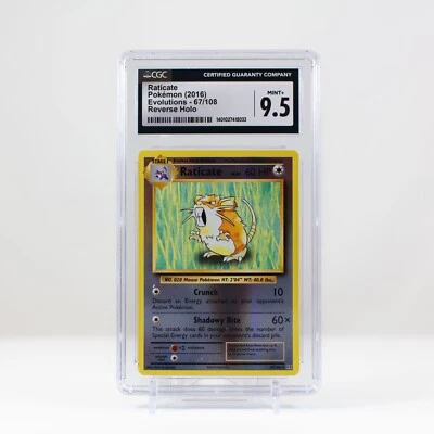 Pokémon Raticate Reverse Holo 67/108 XY Evolutions - CGC 9.5  - Image 1 of 3