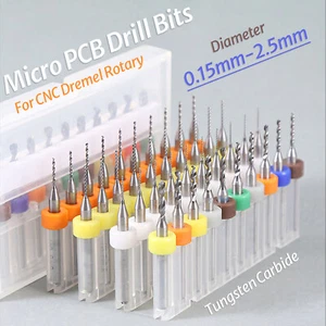 Micro PCB Drill Bits 0.15mm-2.5mm Tungsten Carbide For CNC Dremel Rotary Tools - Picture 1 of 11