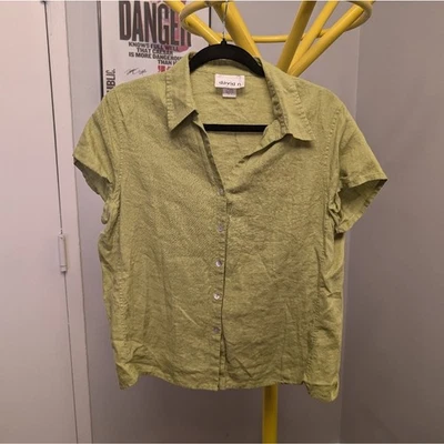 Camisa abotonada vintage de lino David N Foto 1 de 4