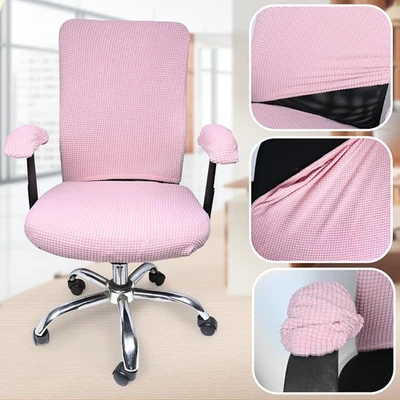 4 PIEZAS Fundas para sillas de oficina Fundas elásticas para asiento y reposabrazos Rosa Foto 1 de 4