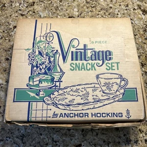 Juego de bocadillos Serva de 8 piezas Anchor Hocking DE COLECCIÓN - Cristalería en caja original - Imagen 1 de 5