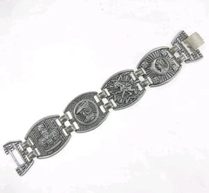 7" Französisches Vintage Souvenir Panel Armband Zinn? Metall - Bild 1 von 4