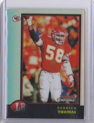 Bowman 1998 cromo fútbol Derrick Thomas refractor n.º 126 Chiefs Hof Foto 1 de 2