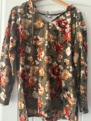 Sudadera con capucha para mujer LulaRoe talla grande hermosa aberturas florales en los laterales Foto 1 de 3