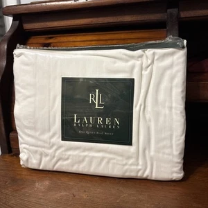 Vintage Ralph Lauren One Queen Flat Sheet Solid White 250 Thread Drap Grand Lit - Picture 1 of 7