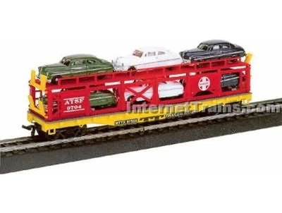 (2) LIFE LIKE  AUTO CARRIERS W/6 AUTOS. PLUS (1) TRAILER TRAIN CAR W/6 AUTOS. - Image 1 of 2