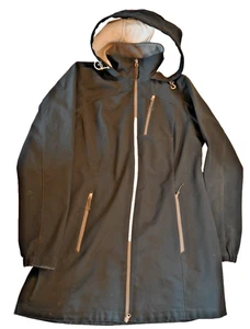 Eddie Bauer WeatherEdge wasserdichter Trenchcoat mit Kapuze, schwarz, Large - Bild 1 von 10