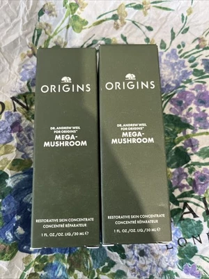 2X Origins Mega-Mushroom Restaurador Piel Concentrado 1 oz/30 ml Cada uno Nuevo en Caja Foto 1 de 4