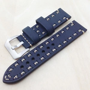 Watch Bands Top Layer Cowhide Genuine Leather Wristwatch Straps Parts Black 20mm - Picture 1 of 3