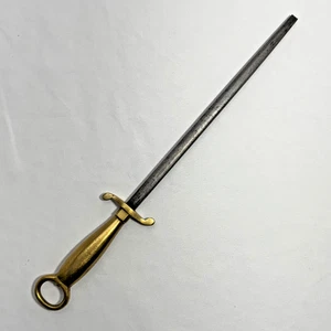 RARE vintage J.A. Henckels Zwilling Brass Handle Chef's Honing Sharpening Steel - Picture 1 of 8