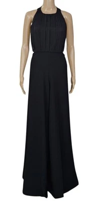 Mono ALICE + OLIVIA Negro Gab Plisado Cuello Halter Sin Mangas Pierna Ancha 4 $495 Foto 1 de 4