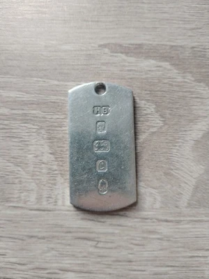 1977 HB Solid Sterling Silver Ingot Pendant 30.3g Hallmarked London Dog Tag 925 - Image 1 of 3