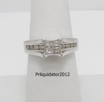 Anillo de compromiso de boda de aniversario de diamantes naturales de 3/4 quilates de oro blanco de 14 quilates Foto 1 de 4