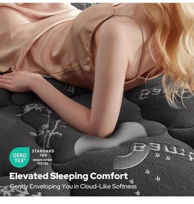 BEDLORE Colchón King Topper Viscosa de Bambú, Funda Superior Almohada Gruesa Foto 1 de 4