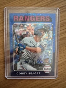 2024 Topps Heritage Corey Seager Blue Sparkle Chrome #400 Rangers - Picture 1 of 2