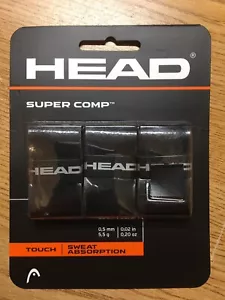 HEAD Super Comp Tennis Racket Grip Tape Black (3-Pack) Racquet Overgrip TOUCH - Picture 1 of 2