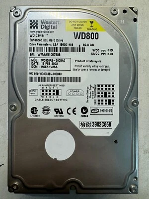 WD WD800AB-00CBA0 80GB 7.2K RPM DCM WMAA51067608 3.5" HDD - Image 1 of 4