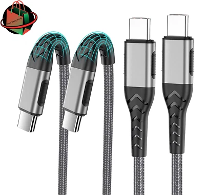 USB C to USB C Cable 100W 10ft USB C Charger Cable Fast Charging Durcord-2 PK - Image 1 of 4