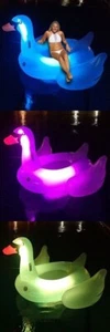 Swan Giant LED Light Up Swimming Pool Inflatable Ride On Float (New) - Picture 1 of 9