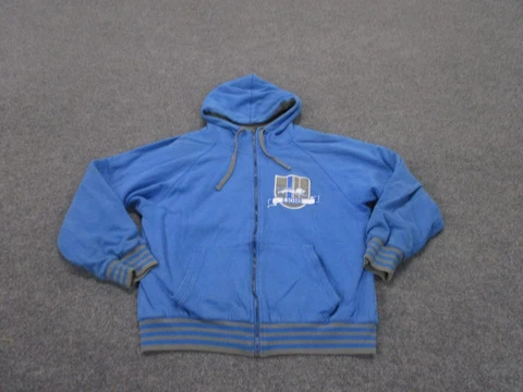 Detroit Lions Jacket Adult L Blue Throwback Mitchell Ness Full Zip Hooded Mens Cover