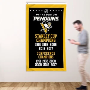 Pittsburgh Penguins 3x5 ft Banner Hockey NHL Stanley Cup Champions Flag - Picture 1 of 12