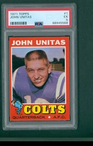 1971 Topps Football Card - #1 Johnny Unitas, PSA 5 EX - Picture 1 of 2