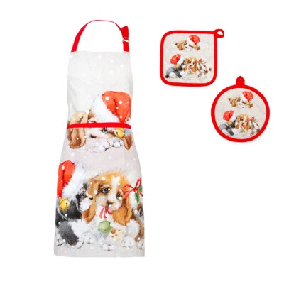 Set grembiule + 2 presine natalizio Birillo in Puro cotone X053 - Immagine 1 di 2