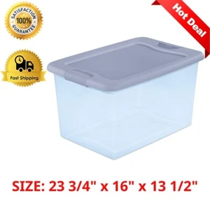64 Qt Latching Storage Box Plastic Stackable Organizing Container Bin Home w/Lid - Picture 1 of 2