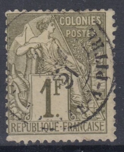 COLONIES GENERALES : ALPHEE DUBOIS 1F OLIVE N° 59 OBLITERE CACHET POINTE A PITRE - Imagen 1 de 2