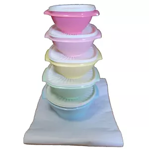 Juego de 10 contenedores de almacenamiento de alimentos Tupperware Heritage Collection 5 cuencos 5 tapas - Imagen 1 de 4