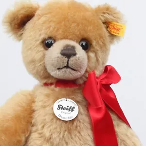 Adorable Steiff 33cm ours en peluche Teddy Bear 33cm avec bouton et drapeau Top - Photo 1/8