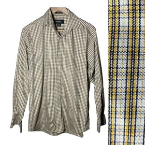 Eddie Bauer Mens Yellow Plaid Button Down Long Sleeve Shirt Small Relaxed Fit - Picture 1 of 6