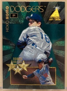 1995 Pinnacle Zenith ROOKIE ROLL CALL #7 Hideo Nomo Dodgers Rookie RC DUAL DUFEX