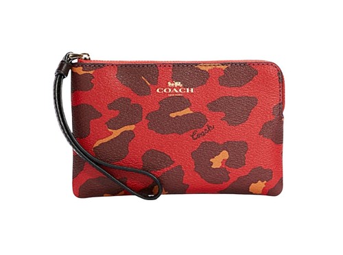 Bracciale Coach con zip angolare nuovo con etichetta e stampa leopardata