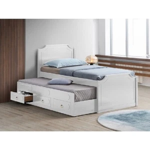 Wooden Twin-Twin Platform Bed for Kids w/ Trundle Bed & Storage Drawers, White - Picture 1 of 3