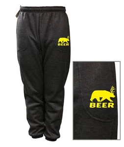 MEN WOMEN PRINTED BEER DEER BEAR JOKE FUNNY FLEECE JOGGER DRAWSTRING SWEAT PANTS - Picture 1 of 13