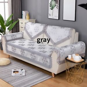 1X European Floral Sofa Cover Lace Trim Slipcover Shiny Luxury Living Room Decor