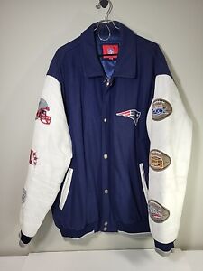 New England Patriots 3 Time Super Bowl Champs Wool Blend Varsity Jacket Sz XXL