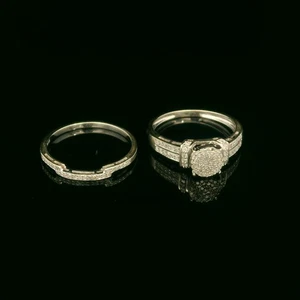 (MA4) Ladies 10k White Gold Diamond Wedding Set .396 ctw 3.2 Grams Size 6.75 - Picture 1 of 5