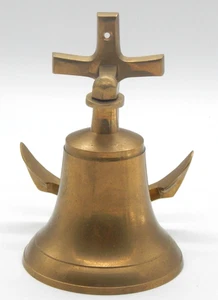 Campana náutica de latón macizo de colección con montaje en pared en forma de ancla y clapper/hardware - Imagen 1 de 7