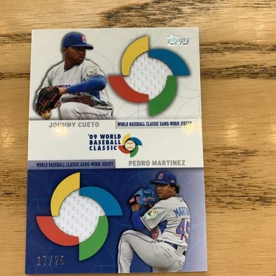 2009 Topps Update WBC Stitches Dual CDR-CM Pedro Martinez, Johnny Cueto 12/25 - Image 1 of 4