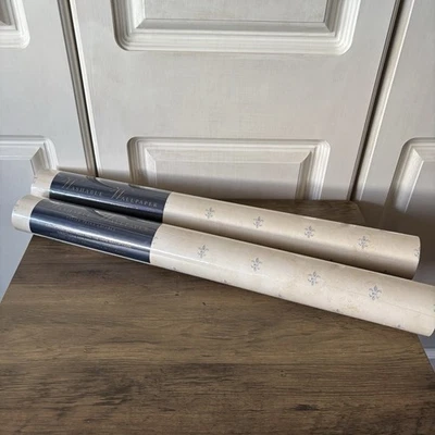 Vintage St Michael 2x Rolls Washable Wallpaper Eton Blue Fleur De-Lis - Image 1 of 4