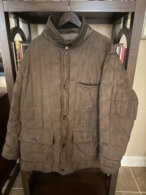 Rainforest 4XL Brown Suede Mens Jacket With Corduroy Collar& Pockets - Image 1 of 4