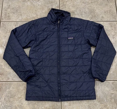 Youth Kids XL 14 Patagonia Primaloft Quilted Nano Puff Full Zip Jacket Navy - Image 1 of 4