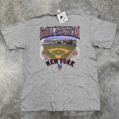 Vintage New York Mets shirt mens Large Shea Stadium gray LEE sport MLB deadstock - Image 1 of 4