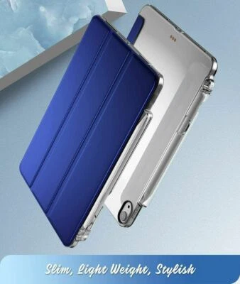 For iPad Air 5 Tablet Case Slim Trifold Stand Folio Cover w/Pencil Holder Blue - Image 1 of 4