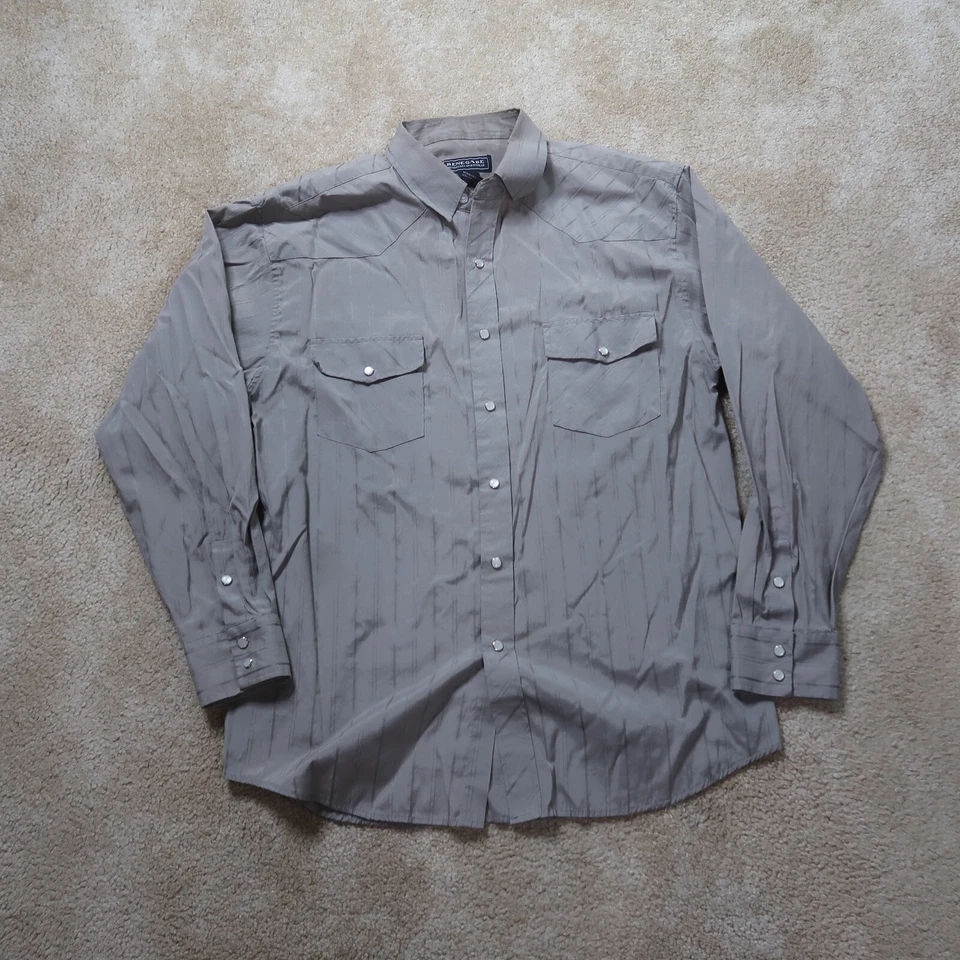Renegade Western Pearl Snap Front Shirt Men's Large Long Sleeve Gray Cowboy - Image 1 of 4